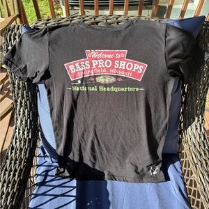 Bass Pro Shops Black Tee with Red and Green Accents
